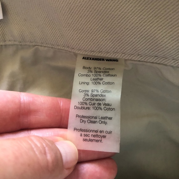 Alexander Wang Cotton & Leather Jeans Bone NWT 25 - Picture 3 of 5